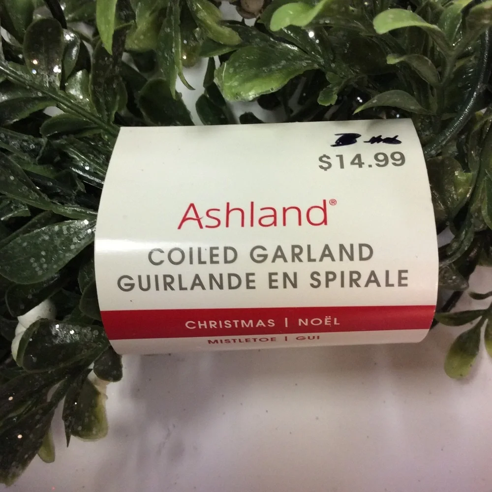 Ashland White Mistletoe Berries Glitter Garland